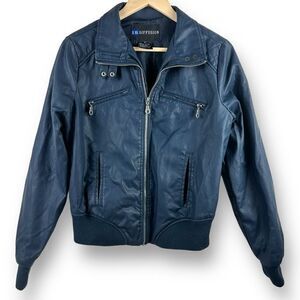 I.B. Diffusion Faux Leather Jacket Women's Size M Black Moto Style‎